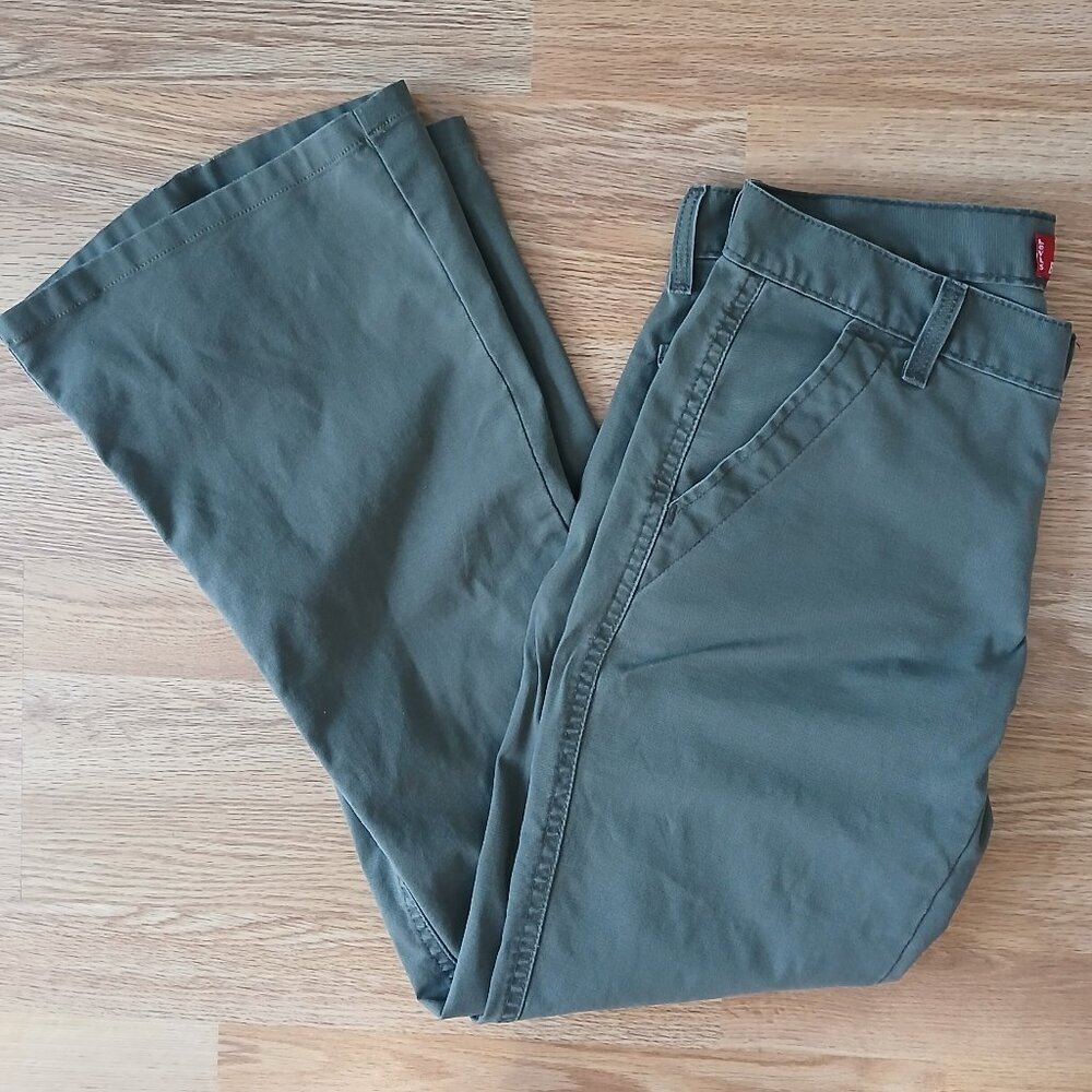 Levi's Low Slouch Y2K Stretch Flare Jeans Green Size 5 - Picture 2 of 8